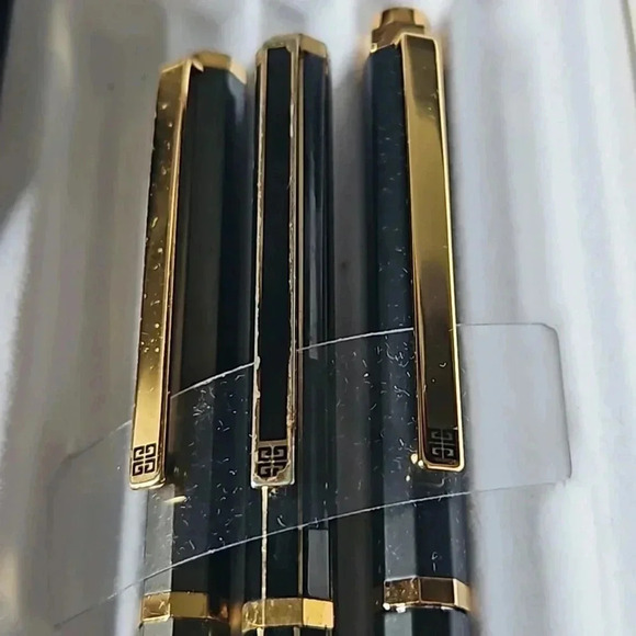 Givenchy Black Ballpoint Pens and Pencil set with Case & Original Box - Picture 3 of 6